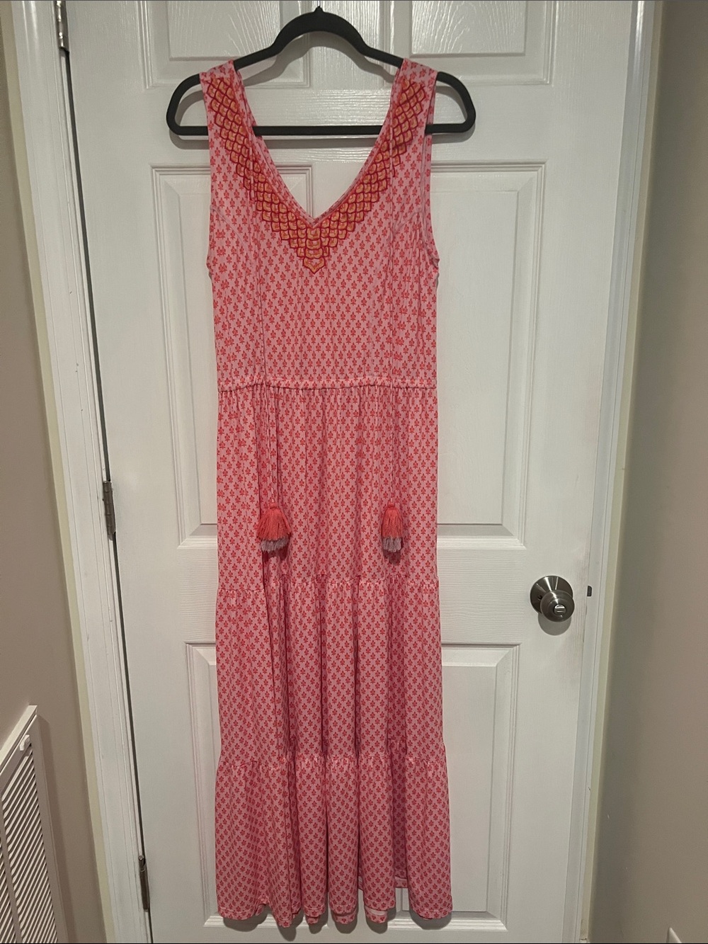 Cabana Life Pink Printed Maxi Dress with Tassel Waist